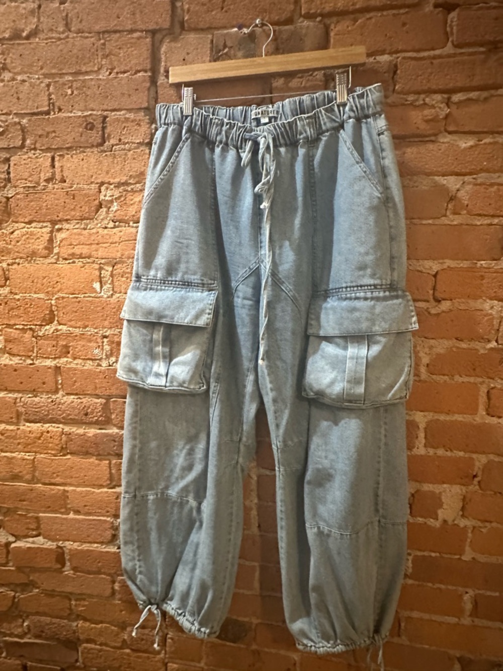 Signature8 Light Blue Denim Wide Leg Cargo Jeans